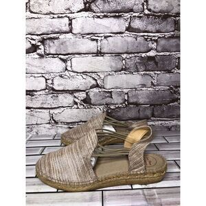 Toni Pons Origens Norma Beige Shimmer Wedge Espadrille Sandals Women Sz 40EU/9.5